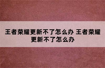 王者荣耀更新不了怎么办 王者荣耀更新不了怎么办